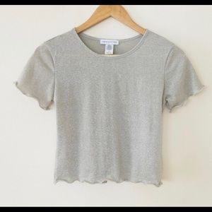 URBAN OUTFITTERS SILVER GLITTER TOP